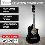 38in Cutaway Acoustic Guitar with guitar bag - Black