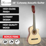 38in Cutaway Acoustic Guitar with guitar bag - Natural