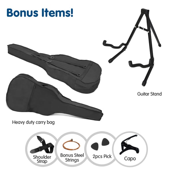 38in Pro Cutaway Acoustic Guitar with guitar bag - Natural