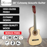 38in Pro Cutaway Acoustic Guitar with guitar bag - Natural