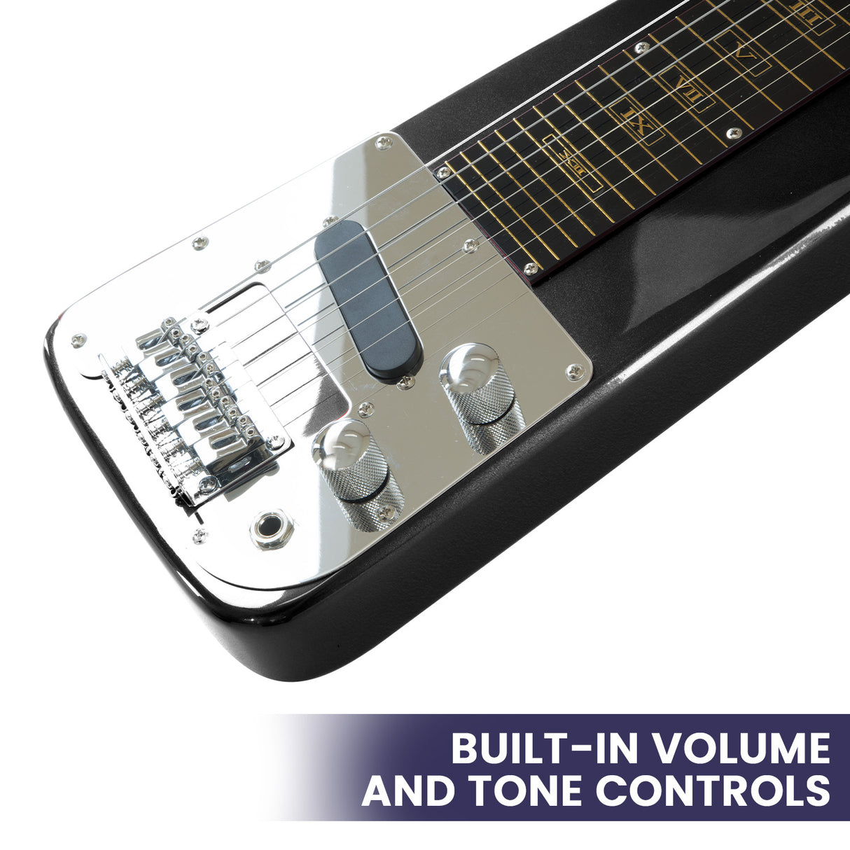 29in 6-String Lap Steel Hawaiian Guitar - Black