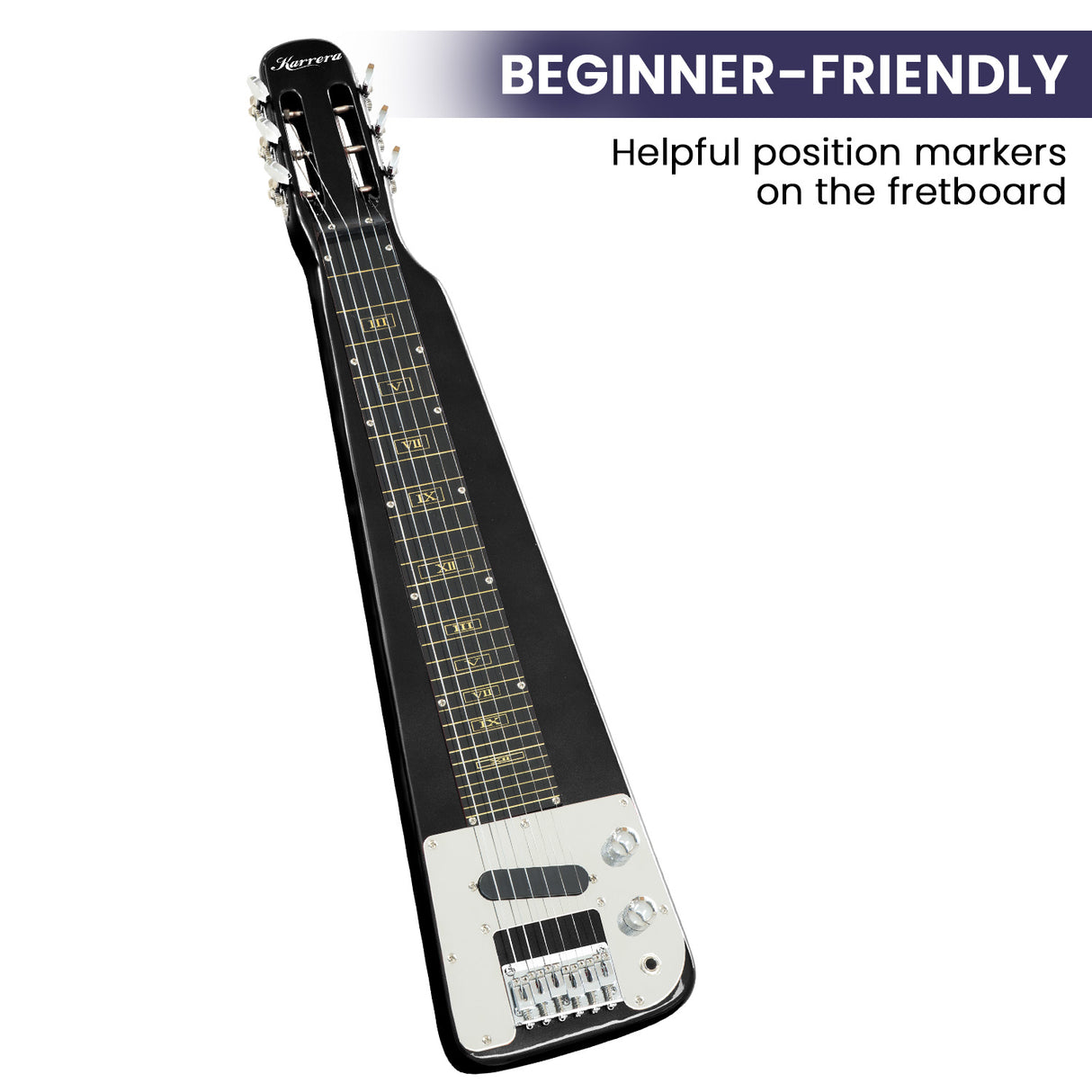 29in 6-String Lap Steel Hawaiian Guitar - Black