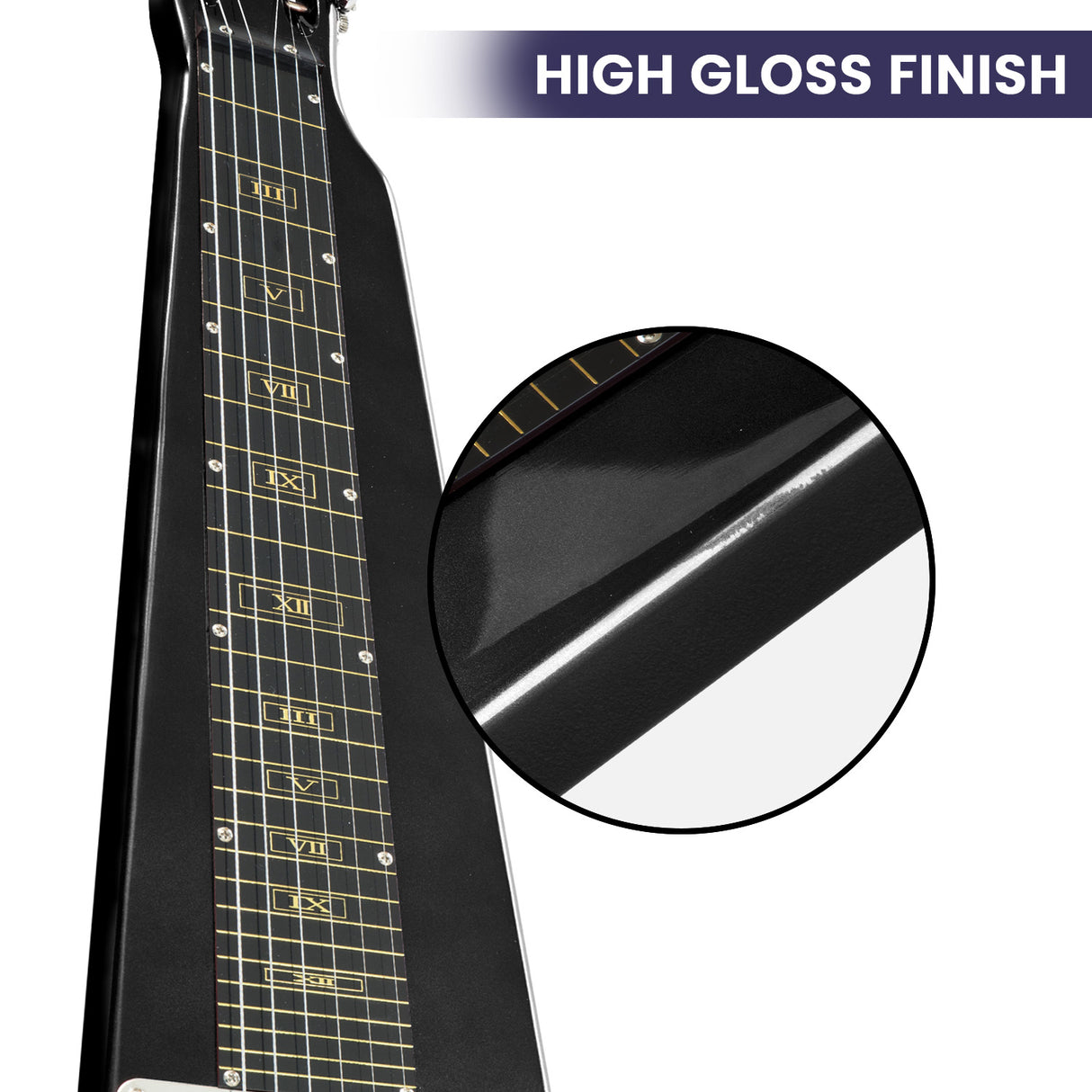 29in 6-String Lap Steel Hawaiian Guitar - Black