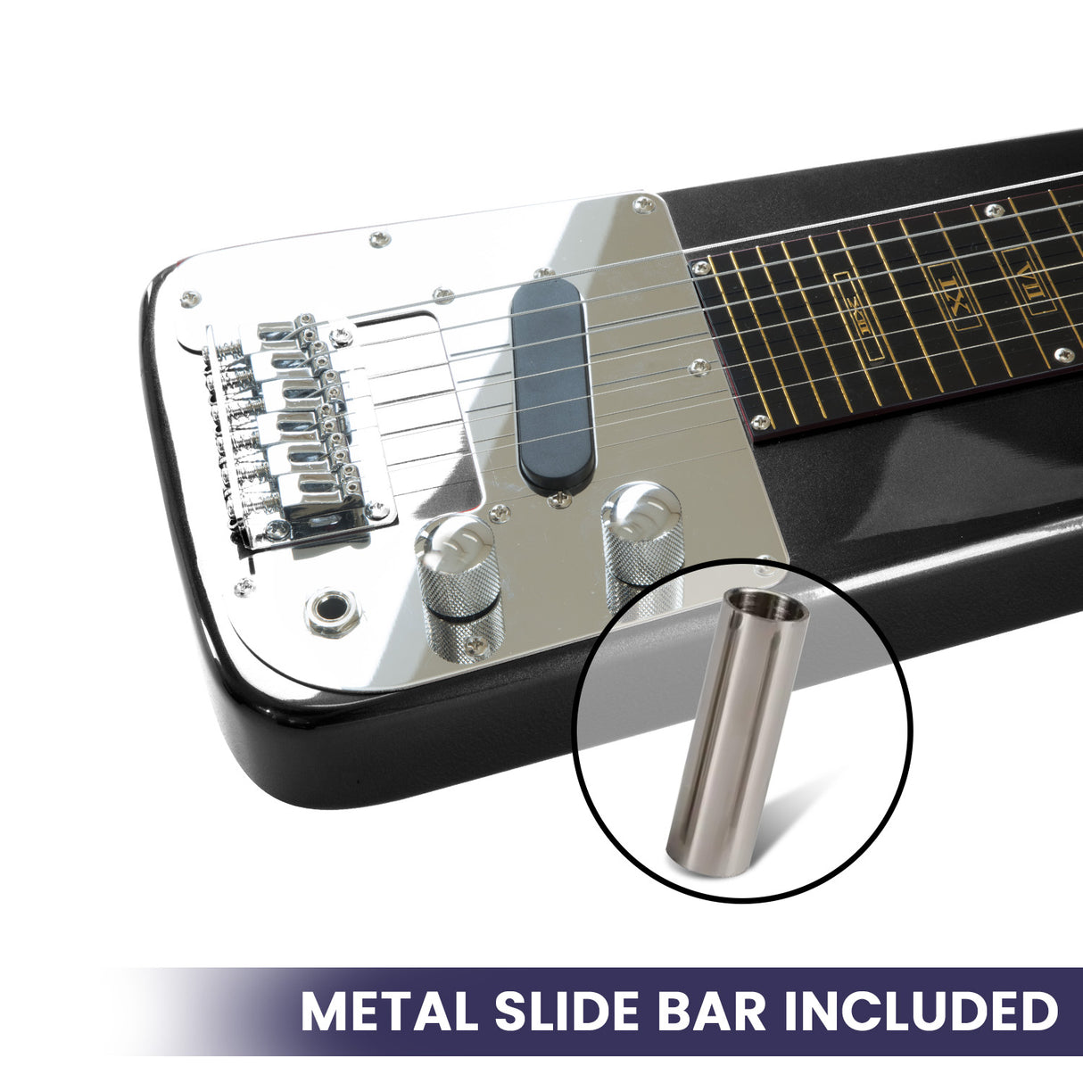 29in 6-String Lap Steel Hawaiian Guitar - Black