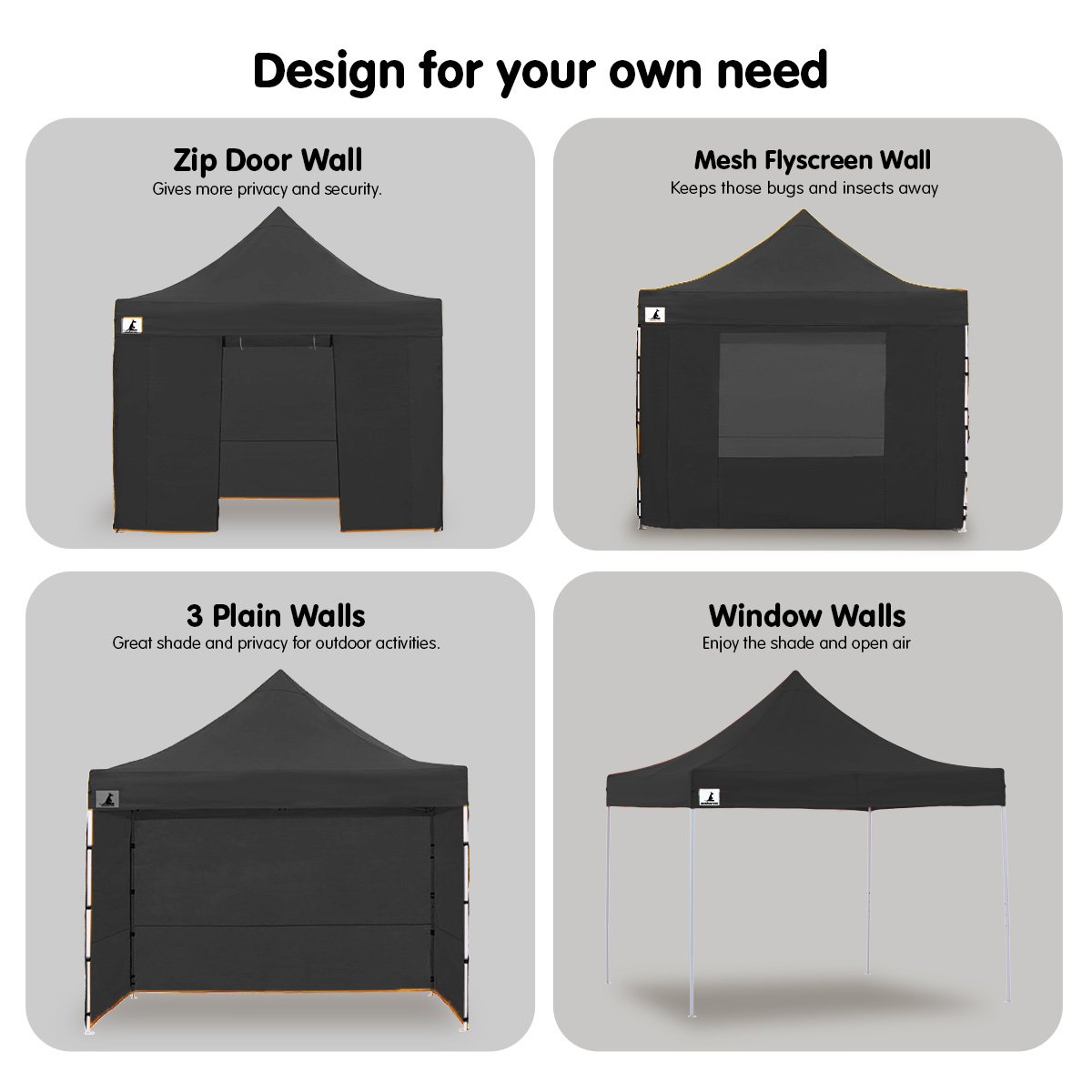 Gazebo Tent Marquee 3x3 PopUp Outdoor Black