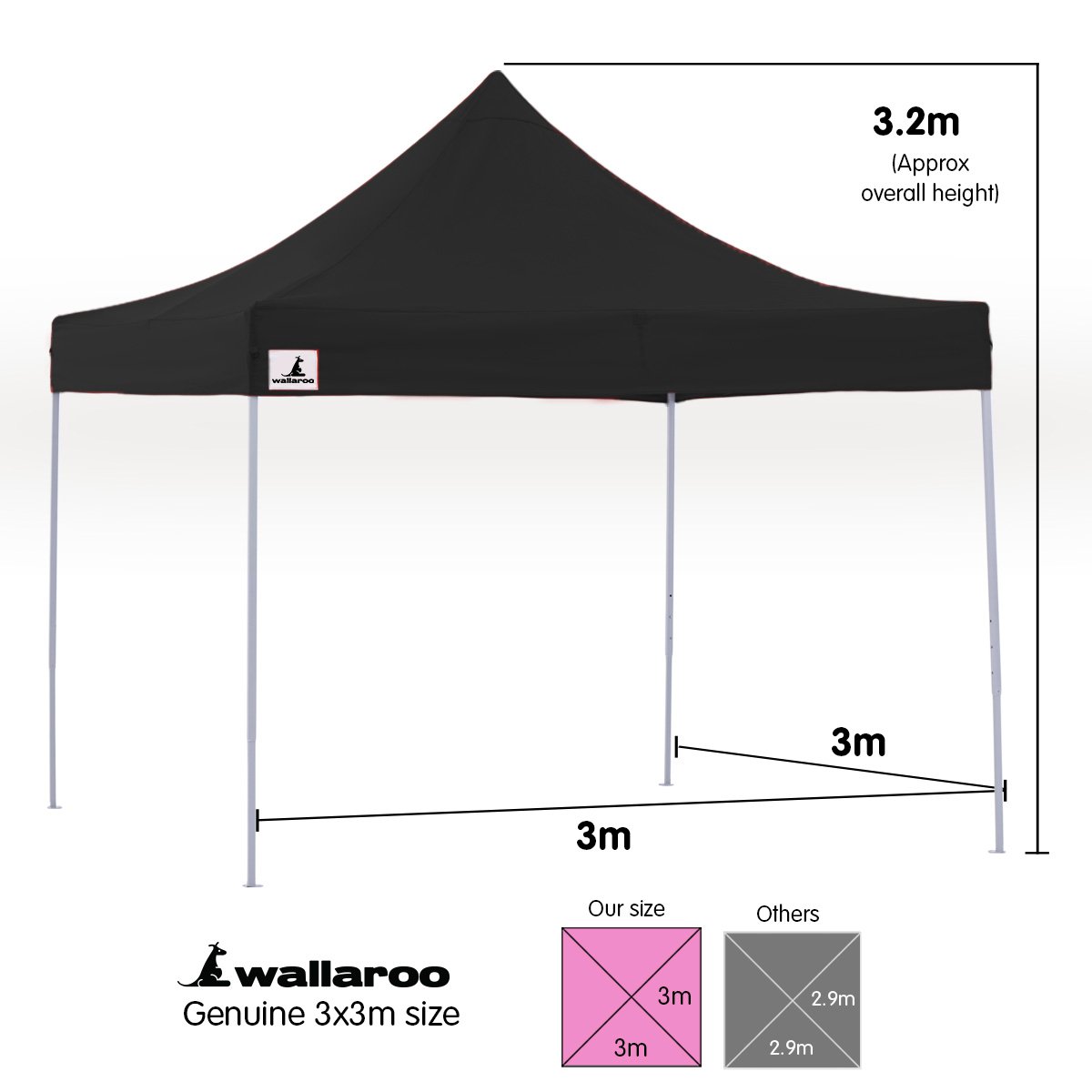 Gazebo Tent Marquee 3x3 PopUp Outdoor Black