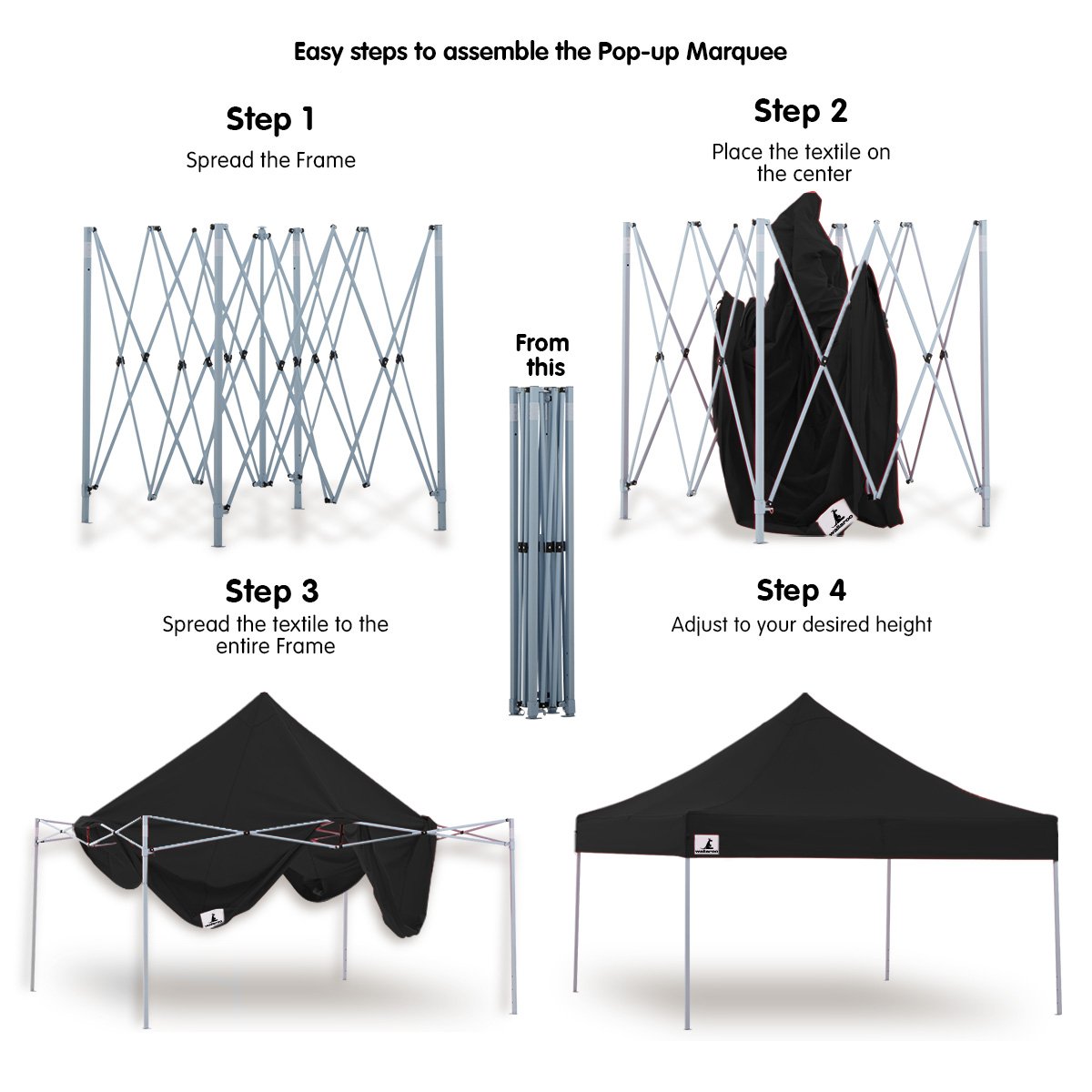 Gazebo Tent Marquee 3x3 PopUp Outdoor Black