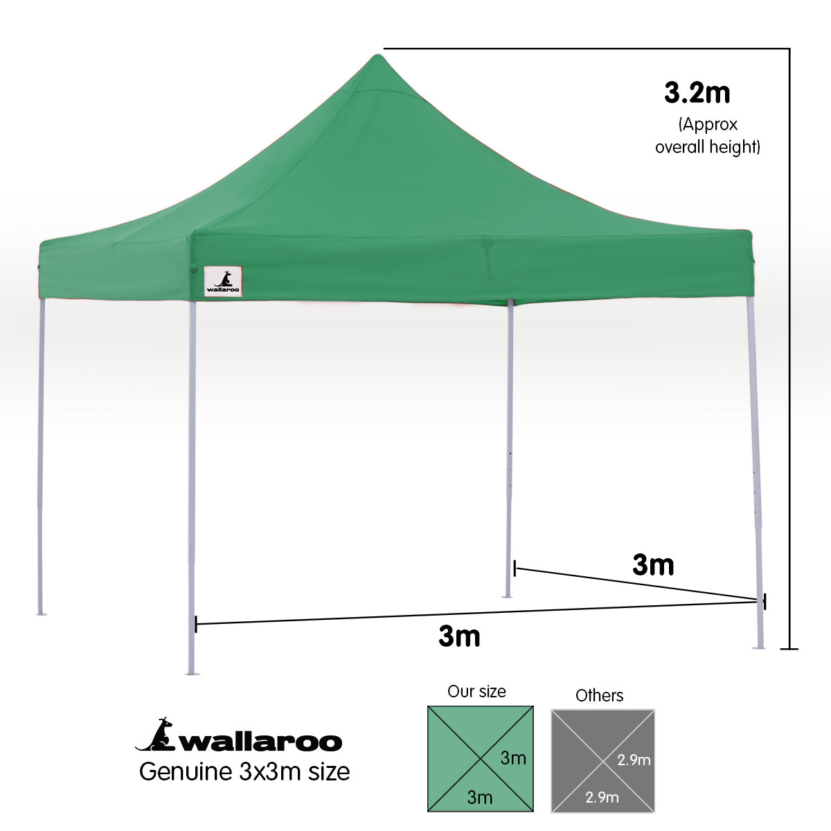 Gazebo Tent Marquee 3x3 Popup Outdoor - Green