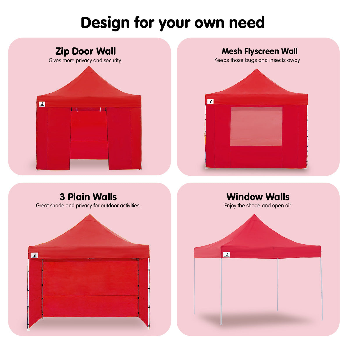 Gazebo Tent Marquee 3x3 PopUp Outdoor  Red