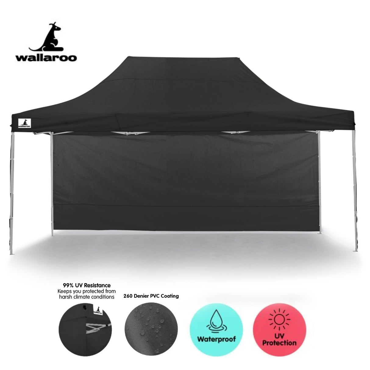 Gazebo Tent Marquee 3x4.5m PopUp Outdoor Black