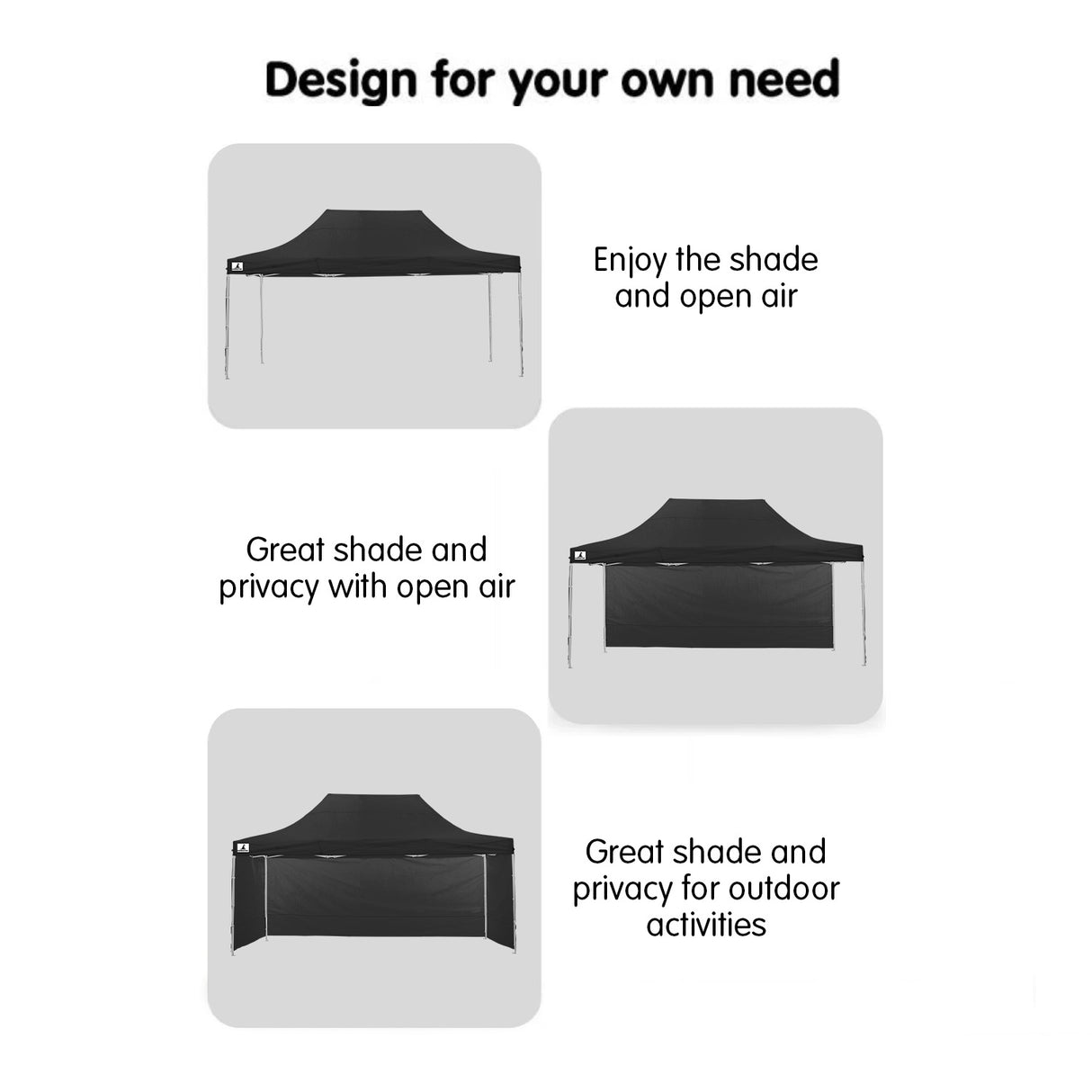 Gazebo Tent Marquee 3x4.5m PopUp Outdoor Black