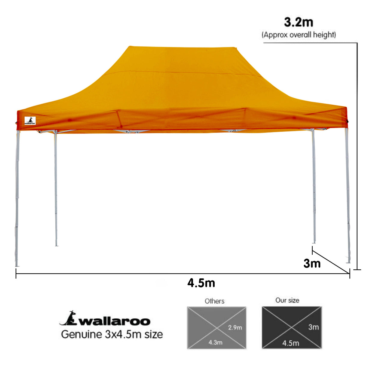 Gazebo Tent Marquee 3x4.5m PopUp Outdoor Orange