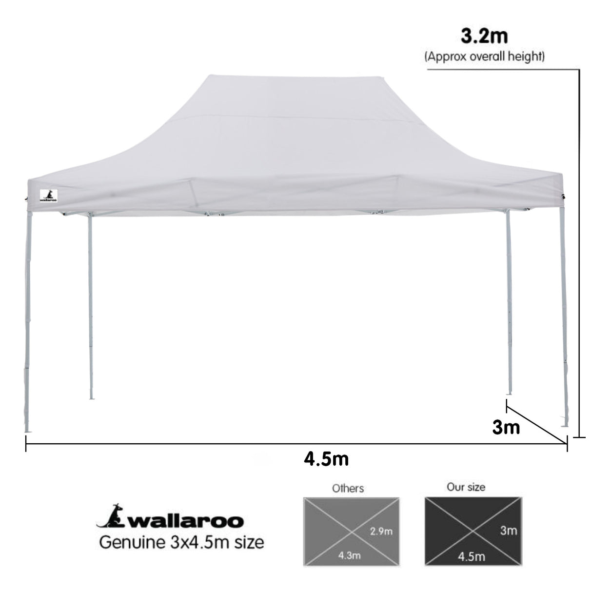 Gazebo Tent Marquee 3x4.5m PopUp Outdoor White