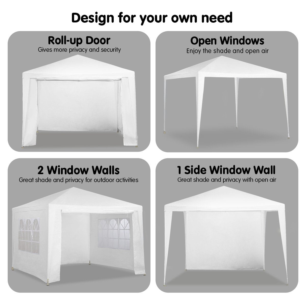 3x3m Outdoor Party Wedding Event Gazebo Tent - White