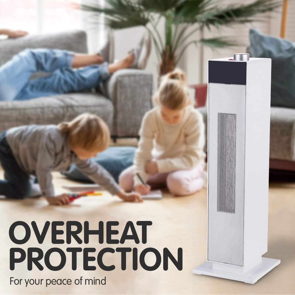 Electric Tower Heater PTC Ceramic 2000W White