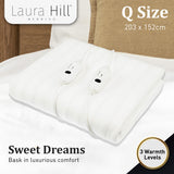 Electric Blanket Queen Size Fitted Underlay Winter Throw - White