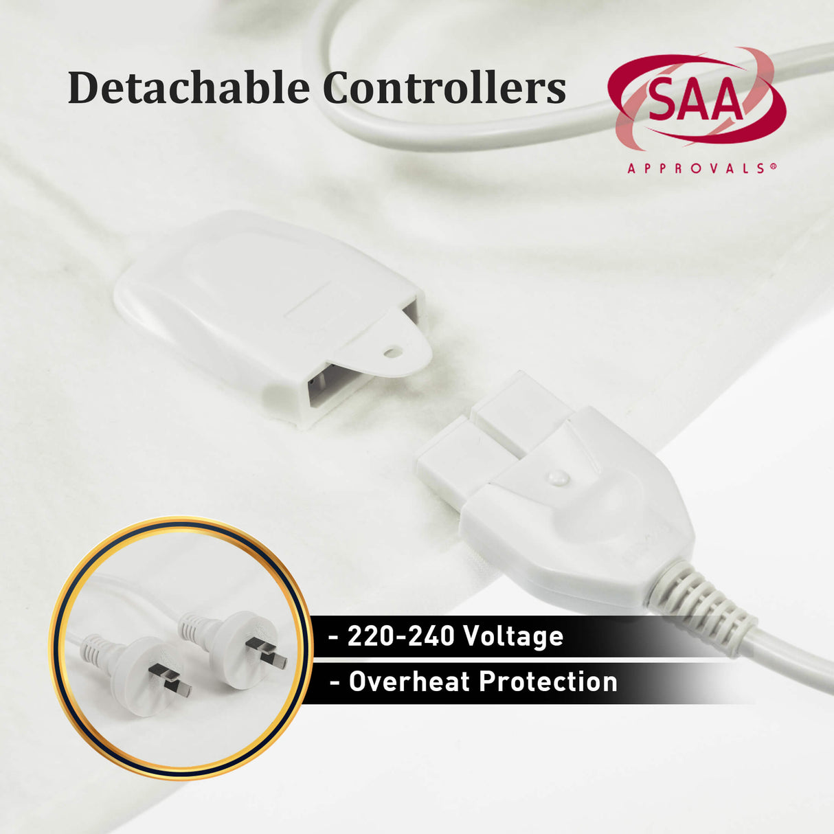 Electric Blanket Queen Size Fitted Underlay Winter Throw - White