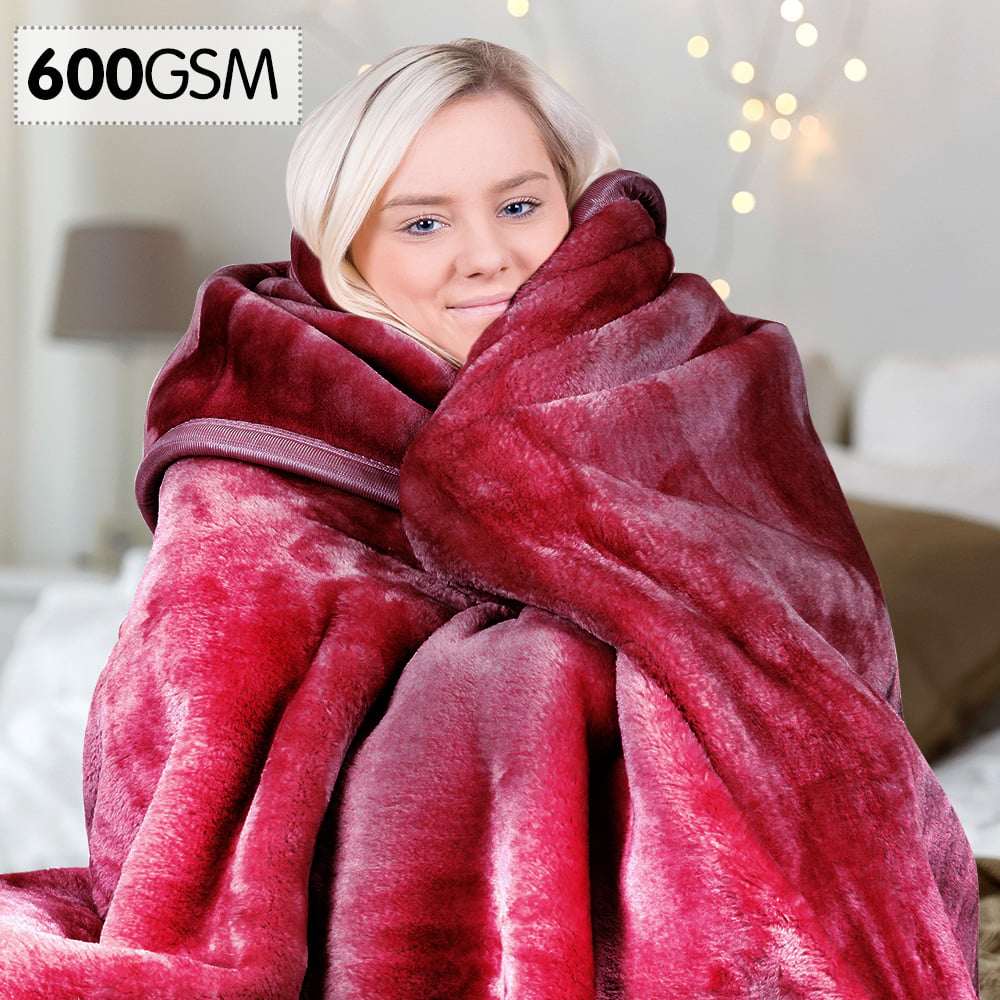 Mink Blanket Double Sided Queen Size Soft Plush Bed Faux Throw Rug 220 X 240cm