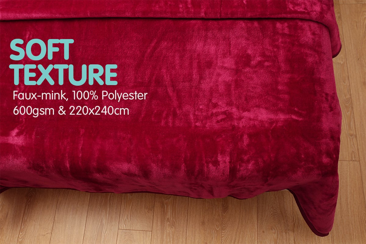 Mink Blanket Double Sided Queen Size Soft Plush Bed Faux Throw Rug 220 X 240cm