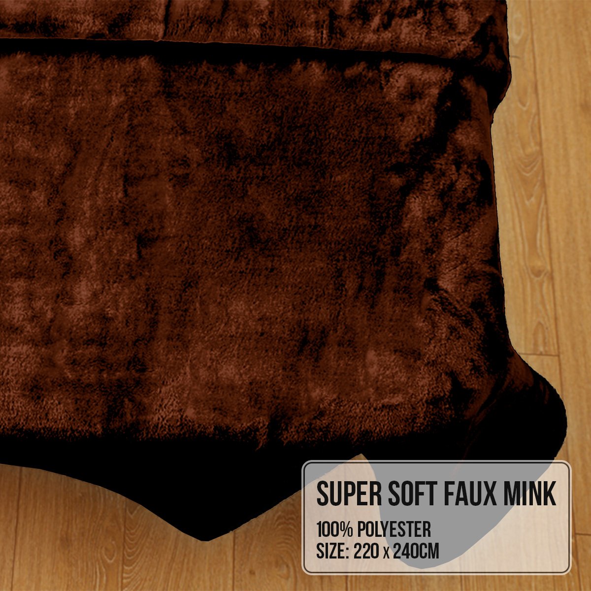 Faux Mink Blanket 800GSM Heavy Double-Sided - Chocolate