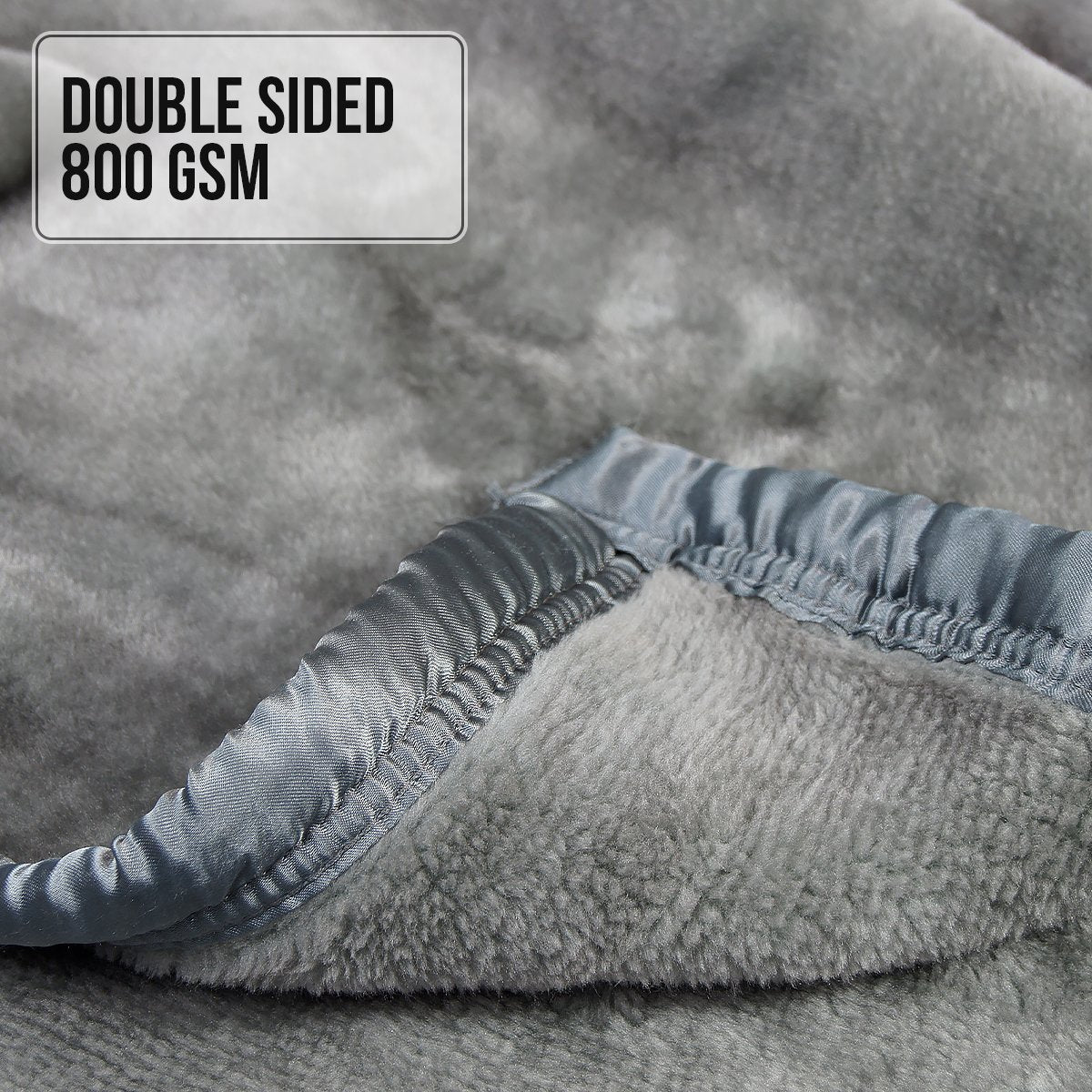 Double-sided Large 220 X 240cm Faux Mink Throw Rug Blanket 800-gsm Heavy - Silver