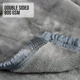 Double-sided Large 220 X 240cm Faux Mink Throw Rug Blanket 800-gsm Heavy - Silver