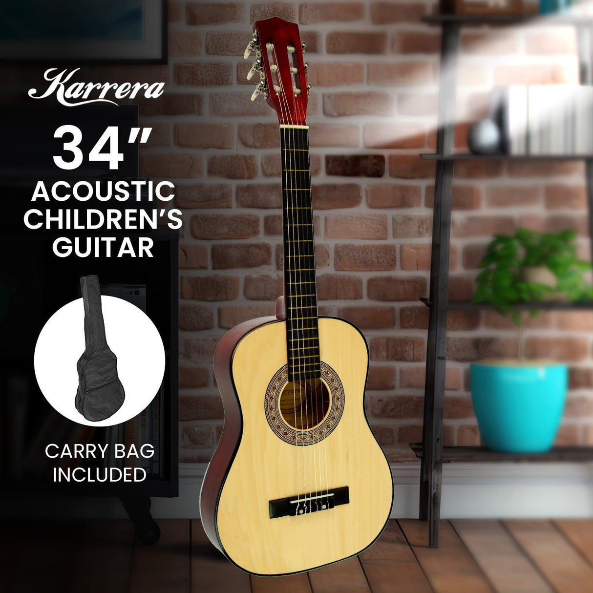 Childrens Guitar  Wooden 34in Acoustic - Natural