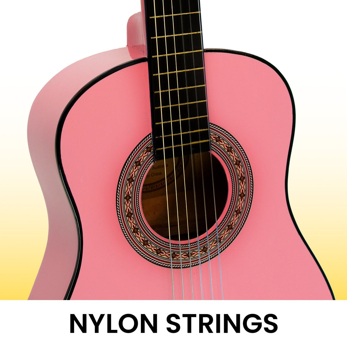 34in Acoustic Wooden Childrens Guitar - Pink