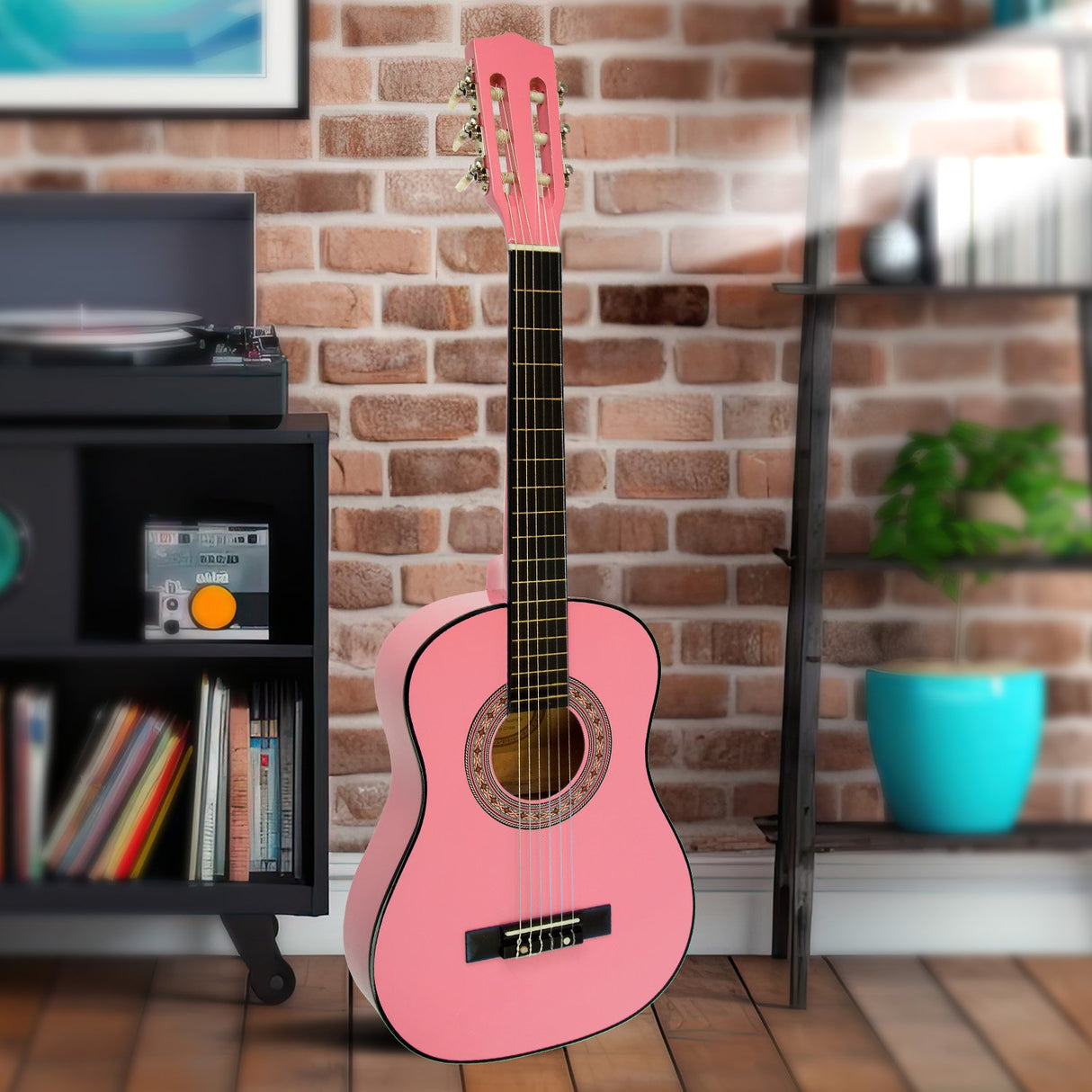 34in Acoustic Wooden Childrens Guitar - Pink