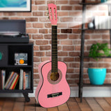 34in Acoustic Wooden Childrens Guitar - Pink