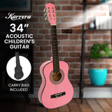 34in Acoustic Wooden Childrens Guitar - Pink