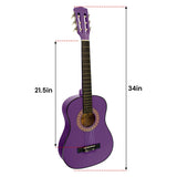 34in Acoustic Children no cut Guitar - Purple