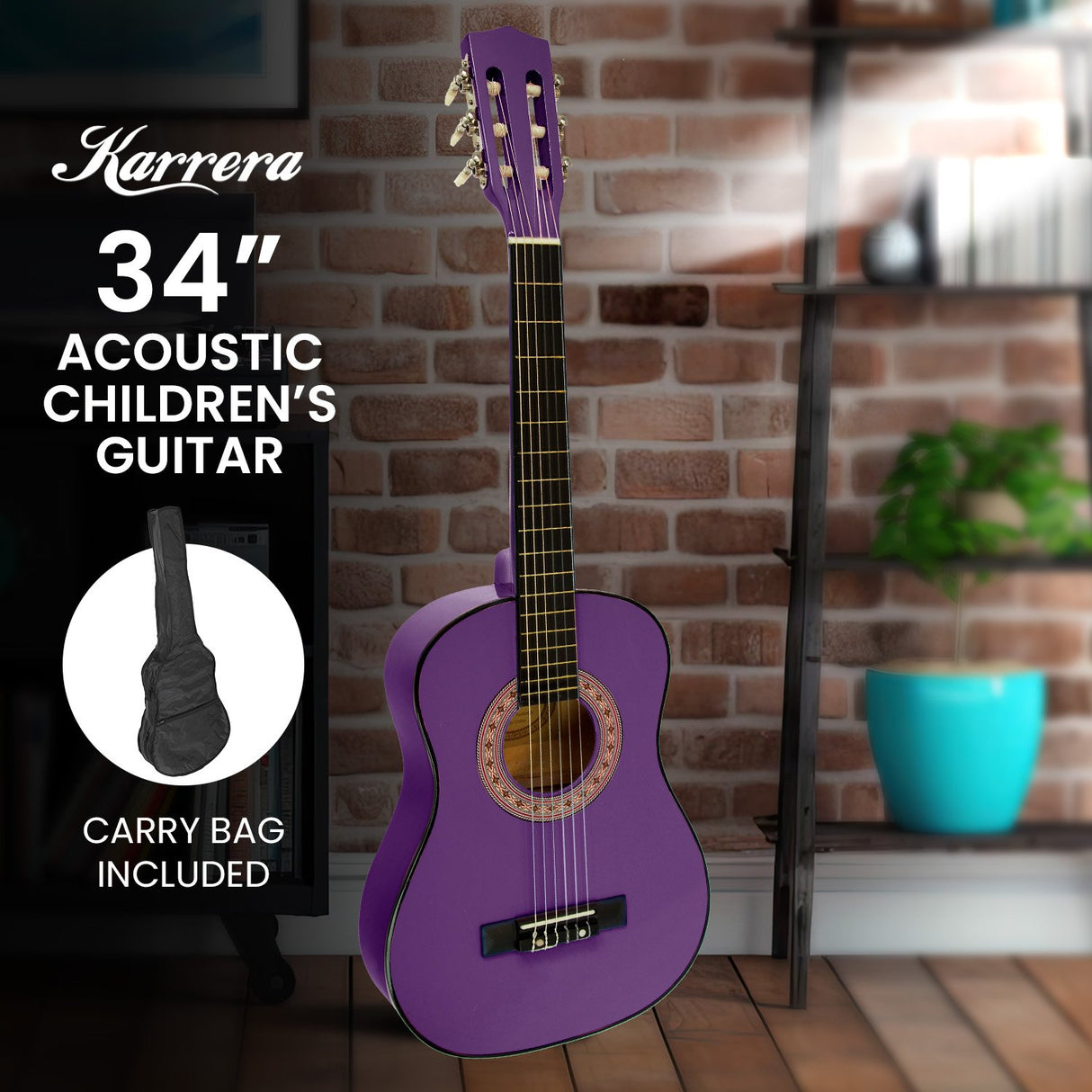 34in Acoustic Children no cut Guitar - Purple