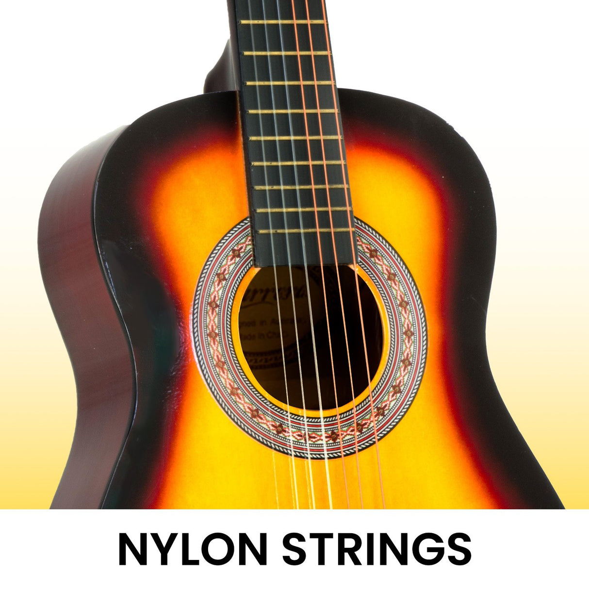 34in Acoustic Wooden Childrens Guitar - Sunburst