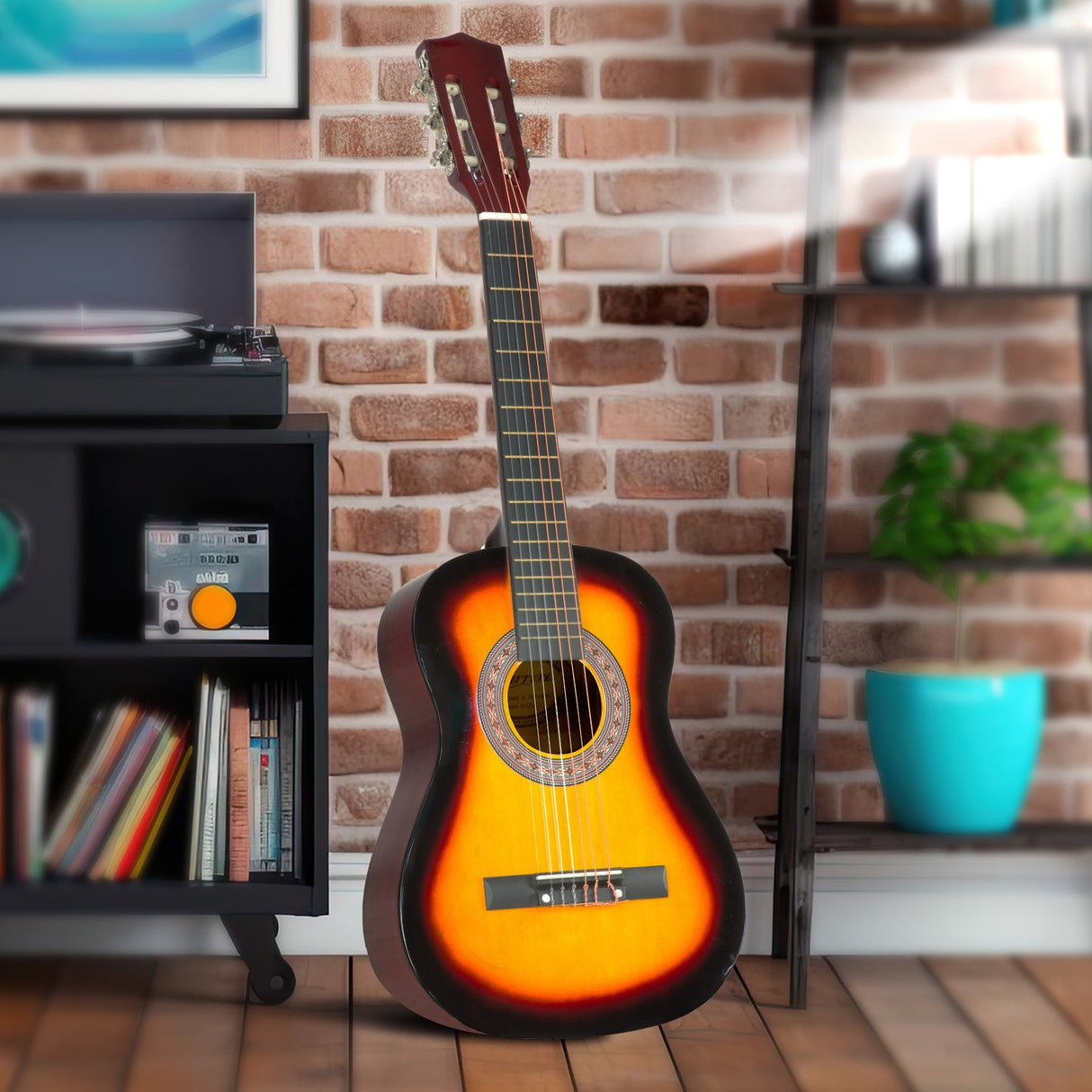 34in Acoustic Wooden Childrens Guitar - Sunburst