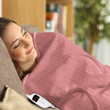 Heated Electric Blanket Throw Rug Coral Warm Fleece Pink