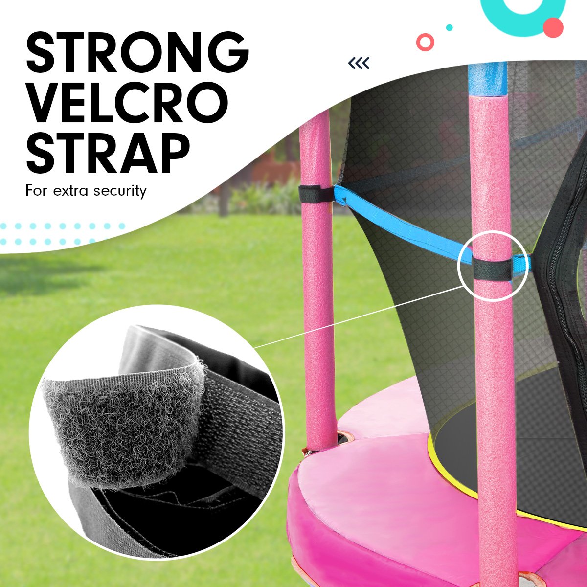 4.5ft Trampoline Round Free Safety Net Spring Pad Cover Mat Outdoor - Blue Pink