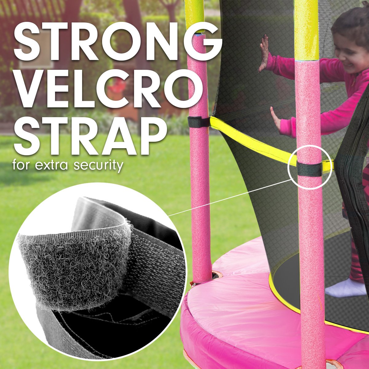 4.5ft Trampoline Round Free Safety Net Spring Pad Cover Mat Yellow Pink