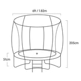 Classic 6ft Outdoor Round Orange Trampoline Safety Enclosure And Basketball Hoop Set