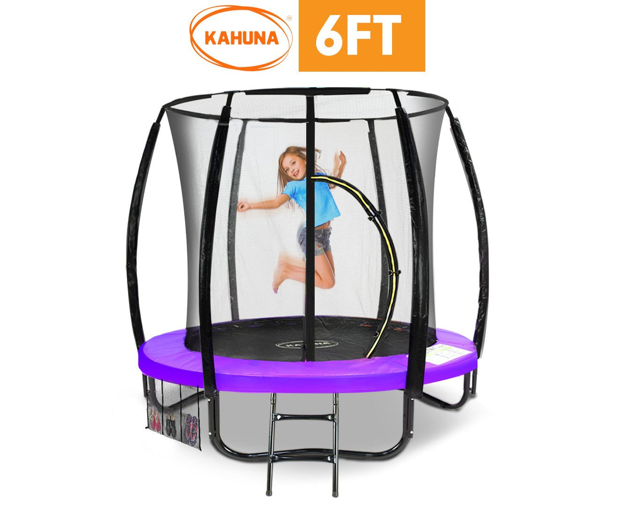 Classic 6ft Trampoline Round Outdoor Free Safety Net Spring Pad Cover Mat Purple