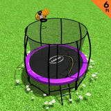 Classic 6ft Trampoline Free Ladder Spring Mat Net Safety Pad Cover Round Enclosure Basketball Set - Purple