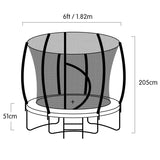 Classic 6ft Trampoline Free Ladder Spring Mat Net Safety Pad Cover Round Enclosure Basketball Set - Rainbow