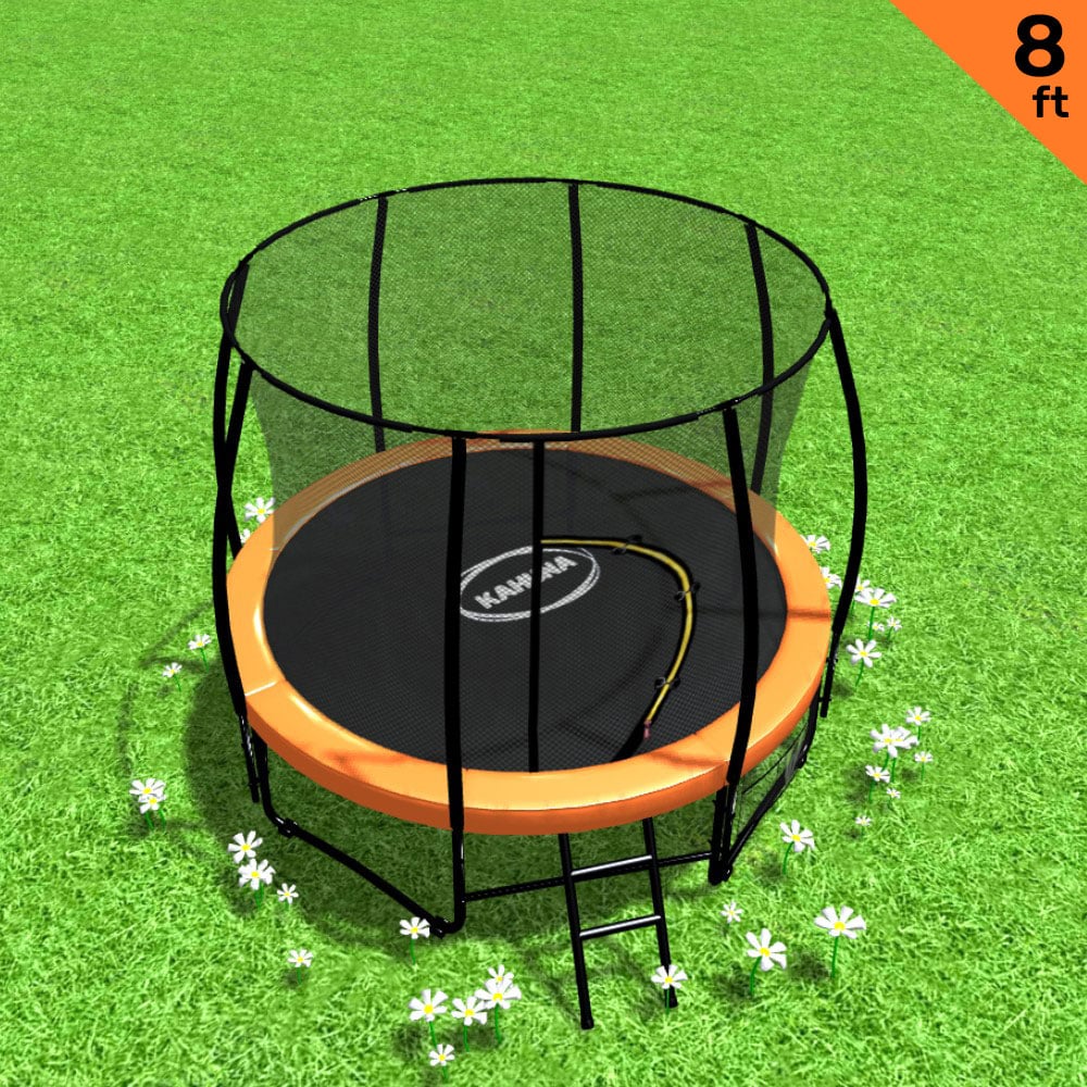 8ft Trampoline  With Spring Mat Pad Net Outdoor - Orange