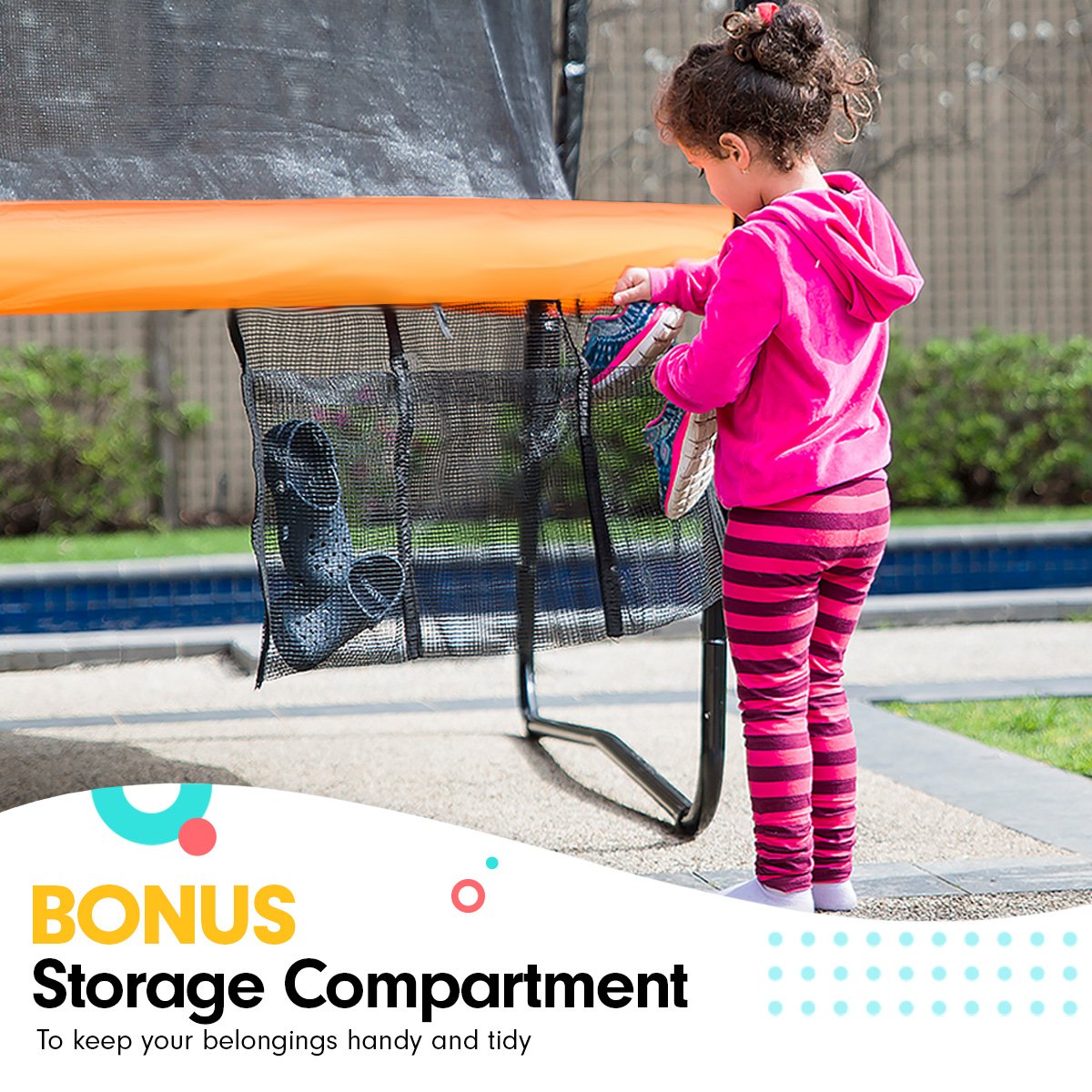 8ft Trampoline  With Spring Mat Pad Net Outdoor - Orange