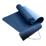Eco-friendly Dual Layer 8mm Yoga Mat | Dark Blue | Non-slip Surface And Carry Strap For Ultimate Comfort And Portability