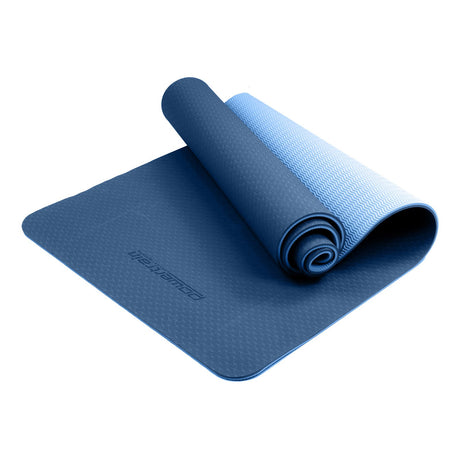 Eco-friendly Dual Layer 8mm Yoga Mat | Dark Blue | Non-slip Surface And Carry Strap For Ultimate Comfort And Portability
