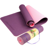 Eco-friendly Dual Layer 8mm Yoga Mat | Purple | Non-slip Surface And Carry Strap For Ultimate Comfort And Portability