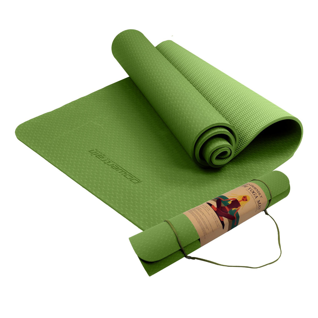 Eco-friendly Dual Layer 6mm Yoga Mat | Olive | Non-slip Surface And Carry Strap For Ultimate Comfort And Portability