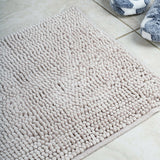 Microfiber Shower & Bathroom Bath Mat Non Slip Soft Pile Design (Light Grey)