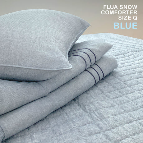 Flua Snow Comforter Set Double Cool Quilt Bedspread BLUE